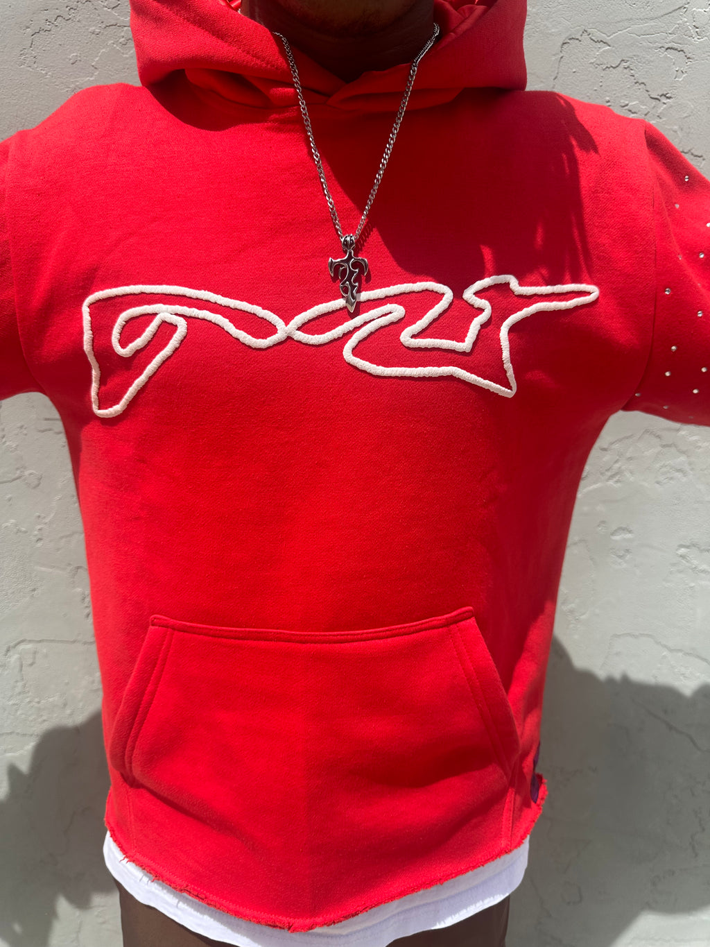 Red pullover hoodie