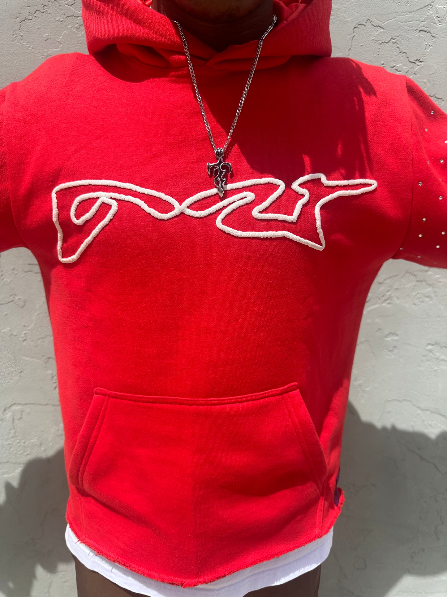 Red pullover hoodie