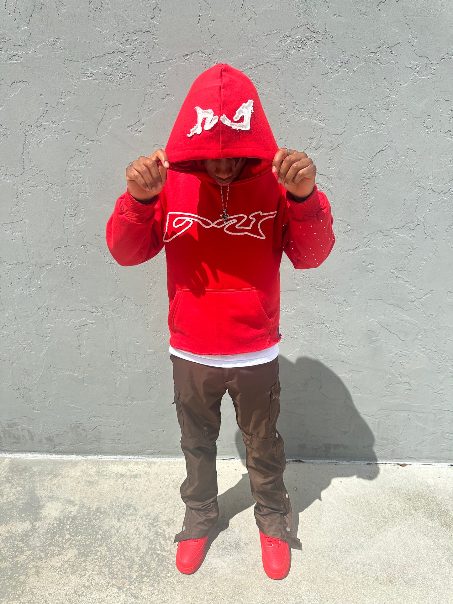 Red pullover hoodie